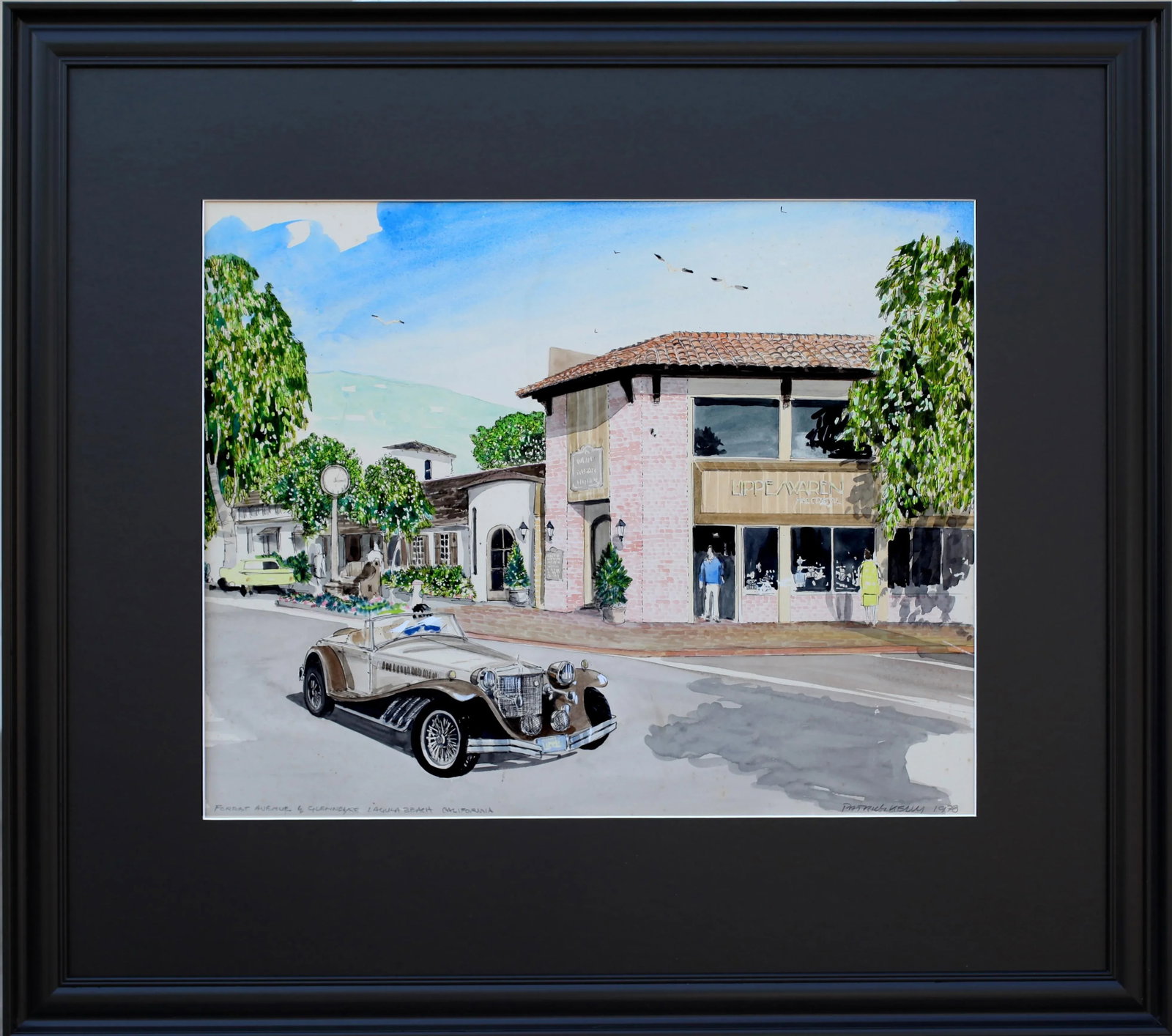 1970s Vintage Patrick Kelly Car in Laguna Beach Signed Lithograph - 5