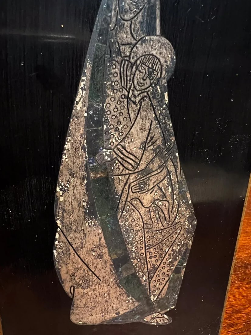 1970s Los Castillo Silver Abstract Mary Plaque Wall Art Taxco Mexico - 3