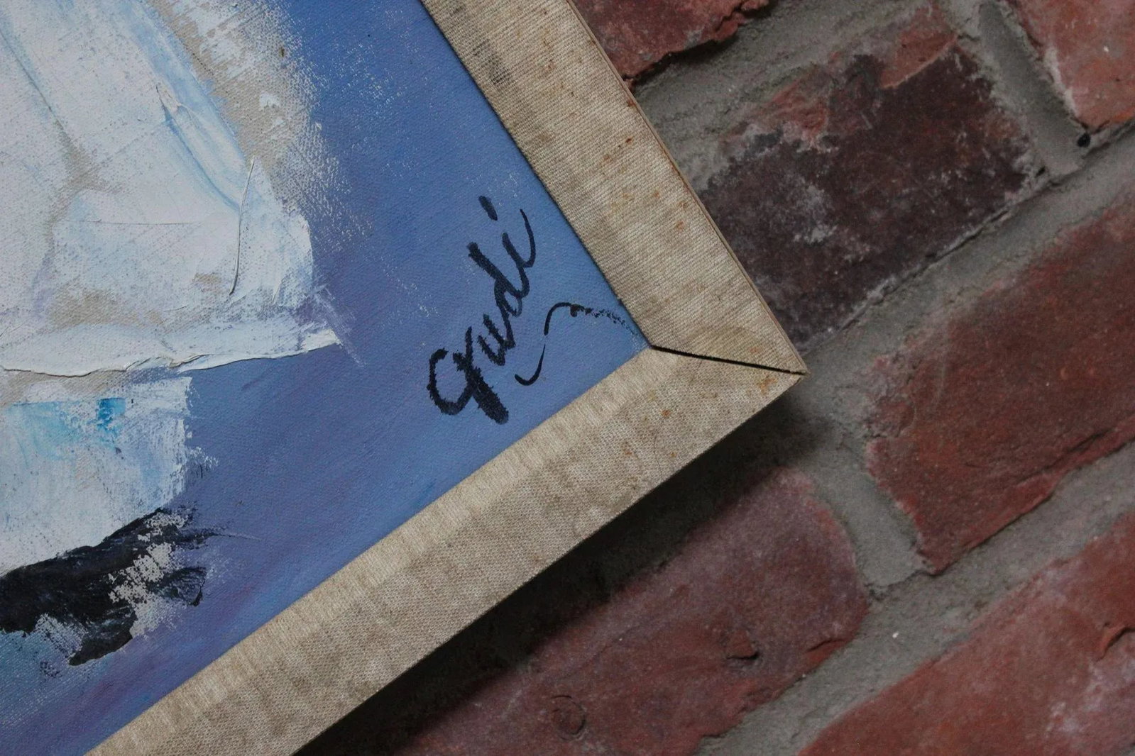 Japanese Dancing Geishas Oil on Canvas Signed Gudi - 11