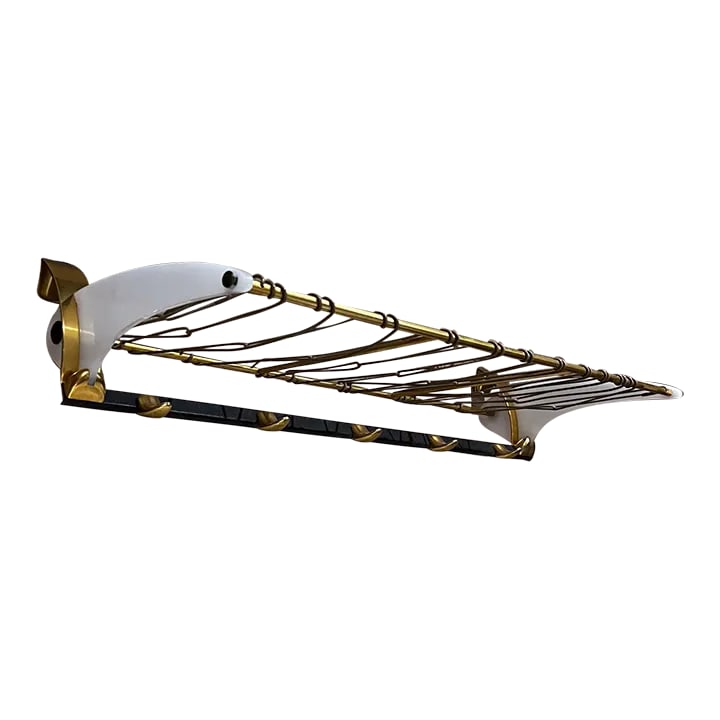 1960s French Modern Brass Coat Hat Rack Shelf Style Jacques Adnet (1 of 10)