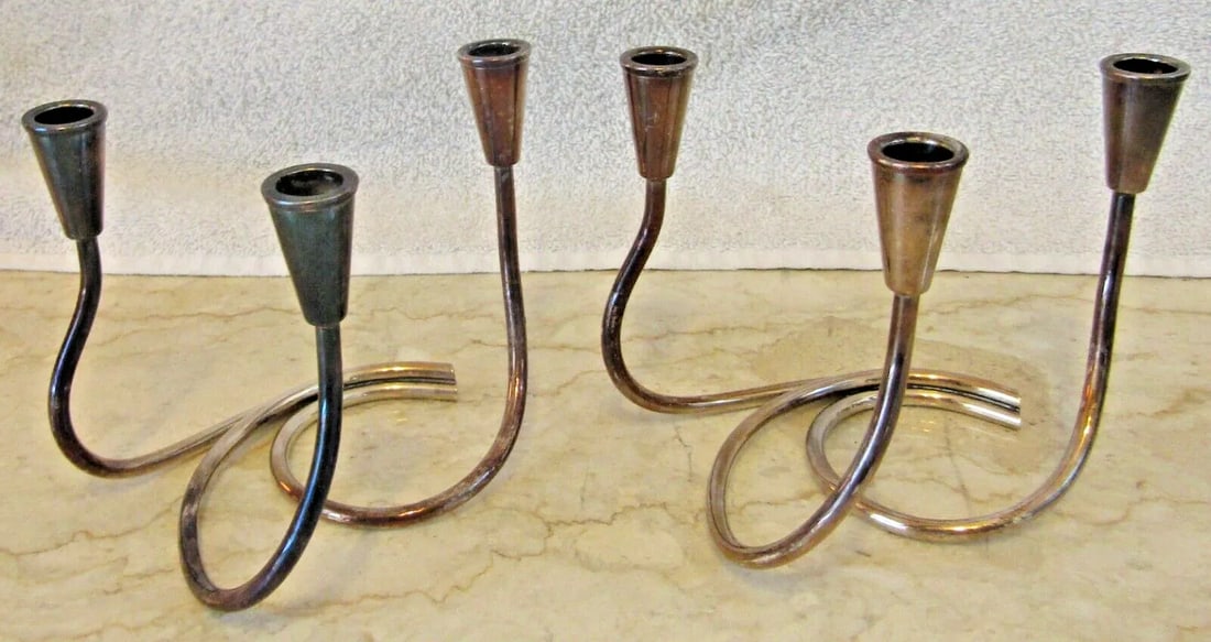 Pair of Vintage Carl Christensen Danish Silver Plated Candlesticks - 2