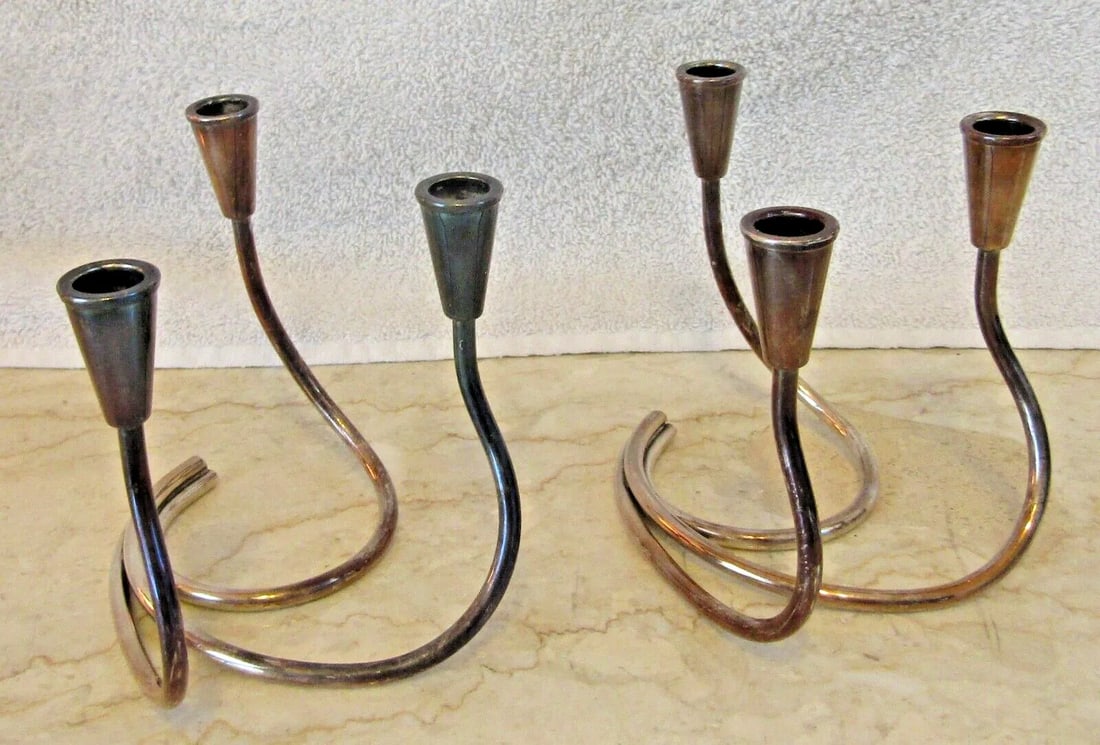 Pair of Vintage Carl Christensen Danish Silver Plated Candlesticks - 8