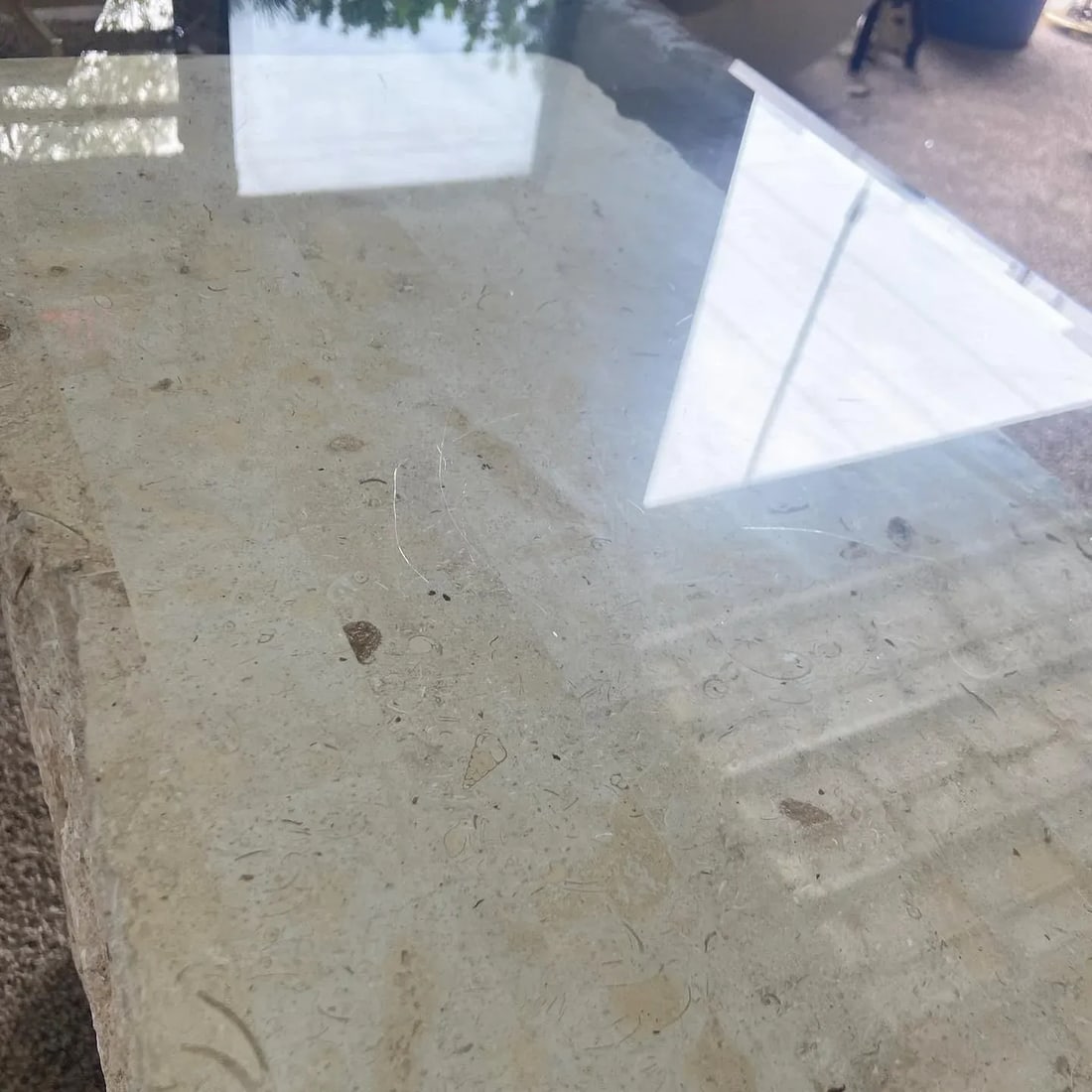Postmodern Tessellated Mactan Stone Console Table With Polished Pink Stone Accent - 10
