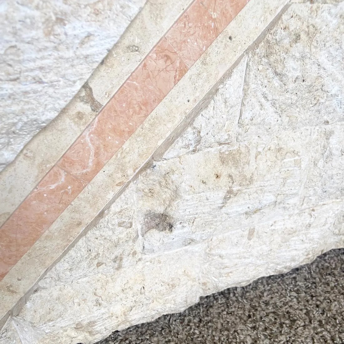 Postmodern Tessellated Mactan Stone Console Table With Polished Pink Stone Accent - 9