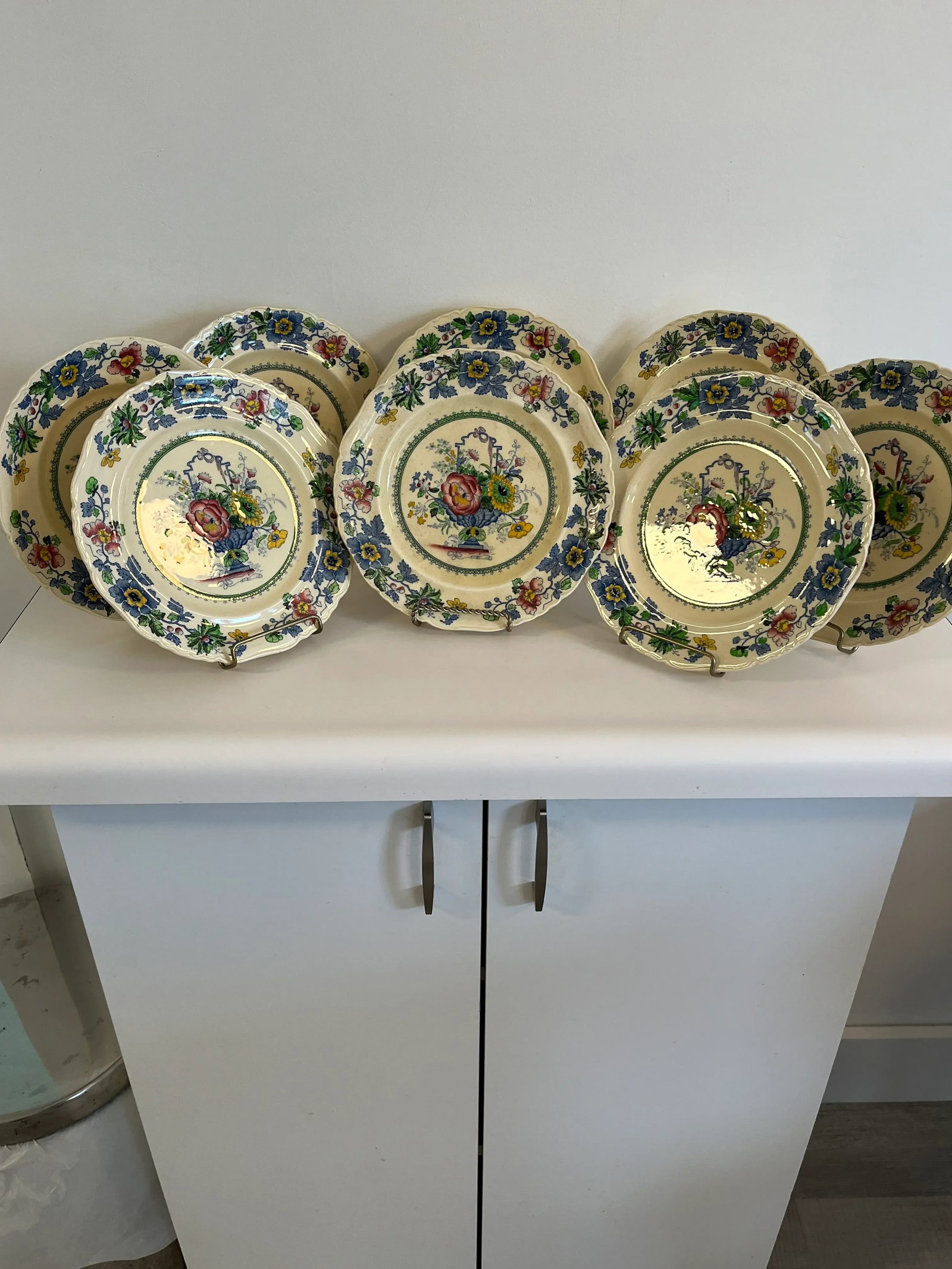 Set of 8 Vintage Mason's Strathmore Ironstone Porcelain Dessert Plates - 2