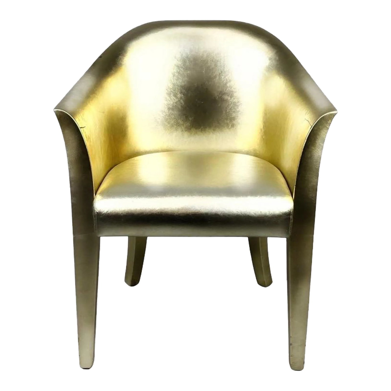 1991 Karl Springer Gold Gilt Leather Tulip Armchair, Signed, Usa (1 of 8)