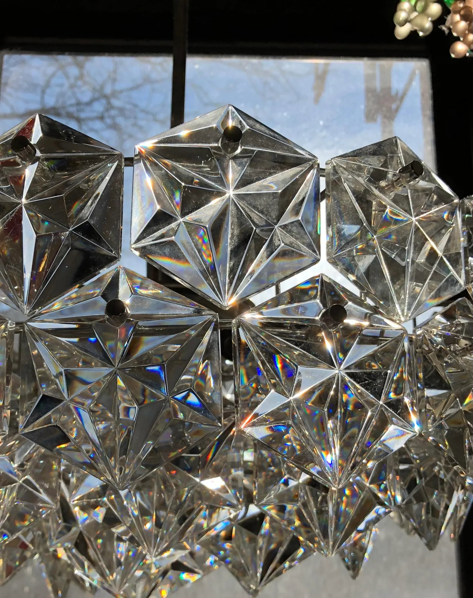 Kinkeldey Three-Tier Faceted Crystal Geometric Chandelier, Steel, 1965 Germany - 2