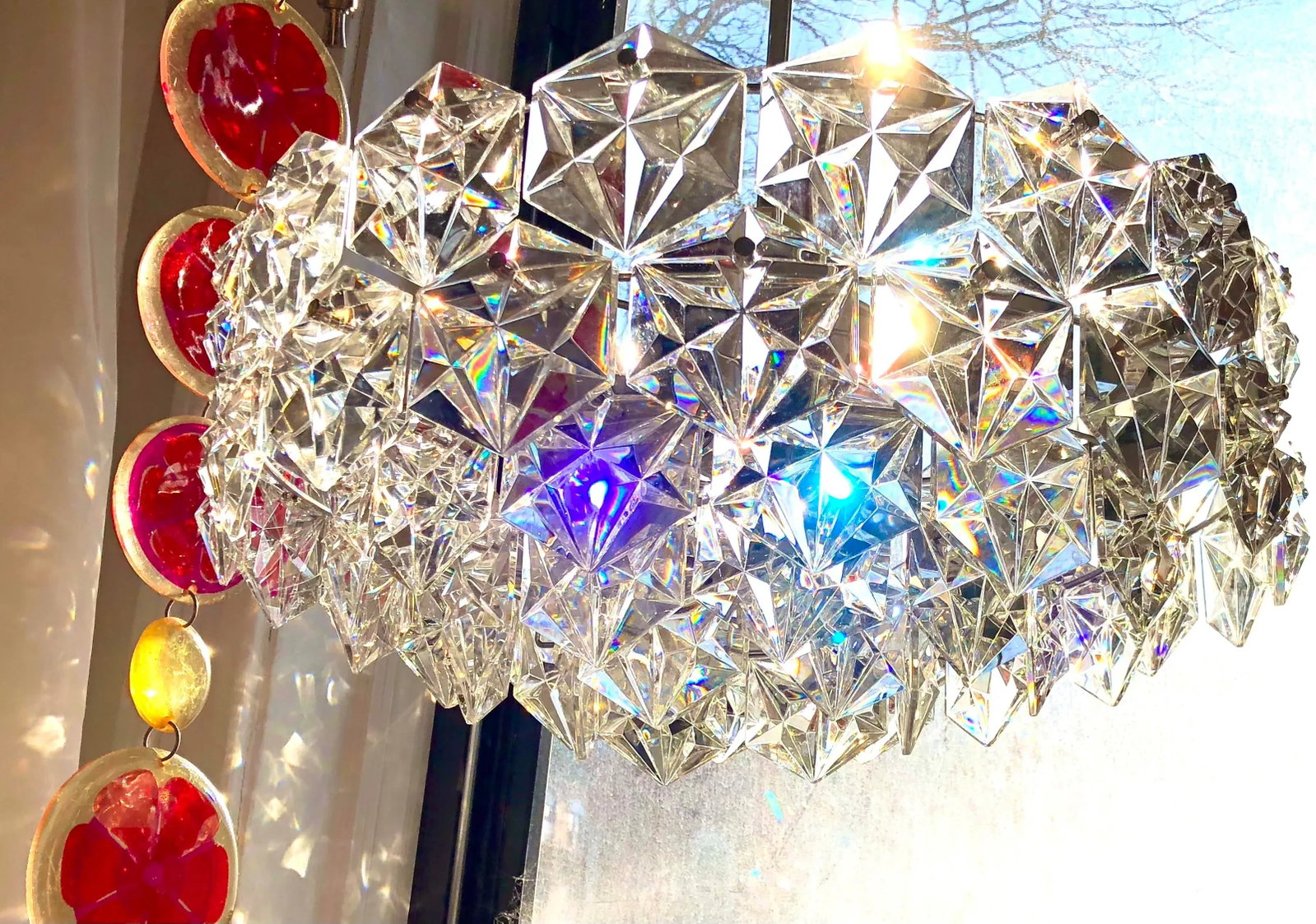 Kinkeldey Three-Tier Faceted Crystal Geometric Chandelier, Steel, 1965 Germany - 3