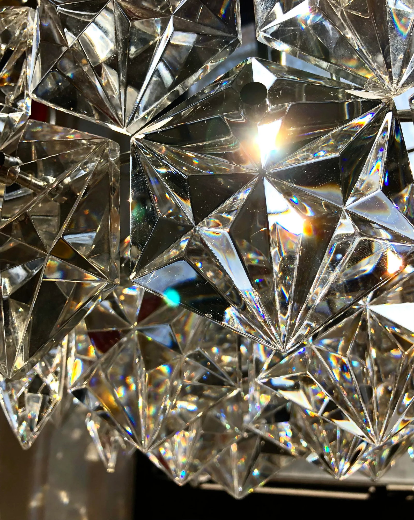 Kinkeldey Three-Tier Faceted Crystal Geometric Chandelier, Steel, 1965 Germany - 4
