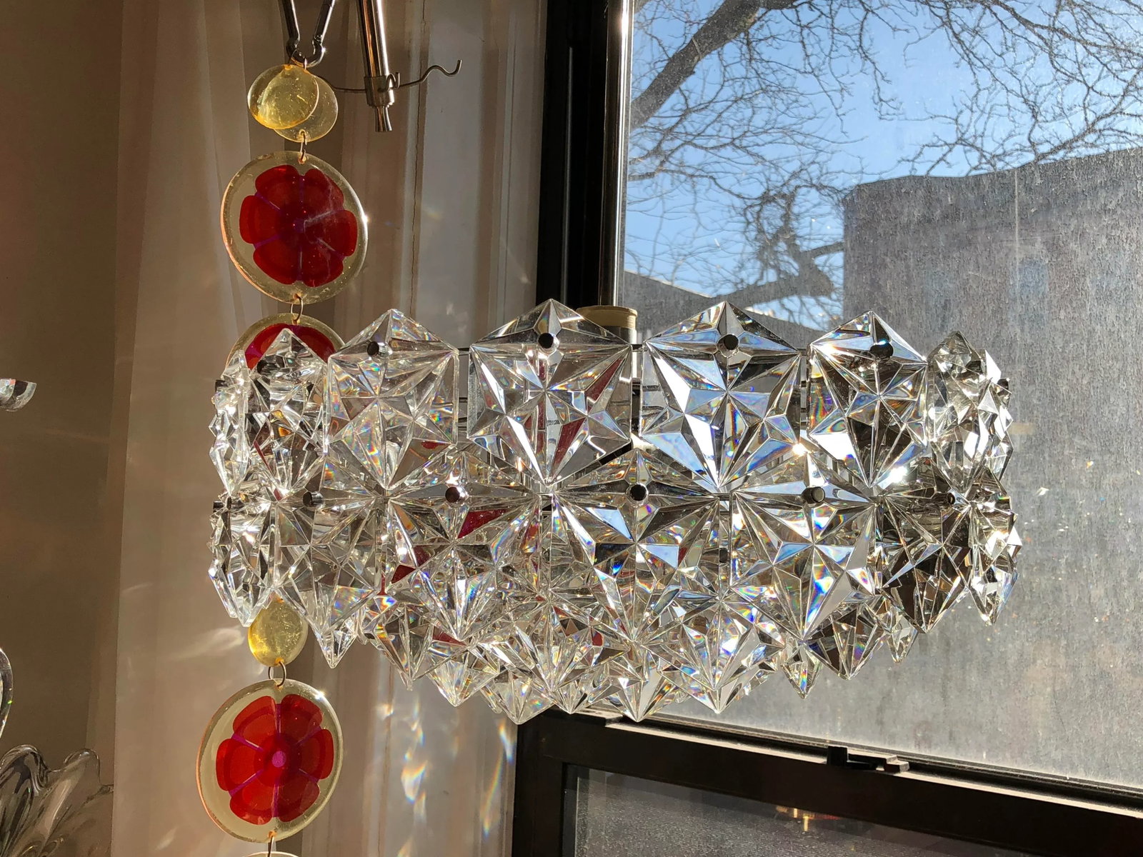 Kinkeldey Three-Tier Faceted Crystal Geometric Chandelier, Steel, 1965 Germany - 5