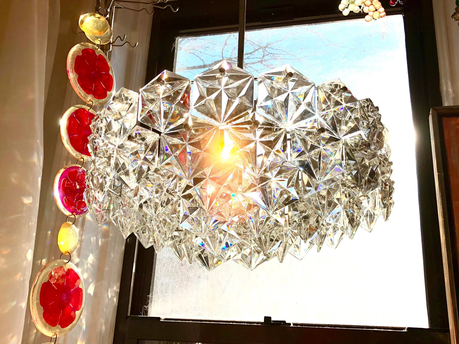 Kinkeldey Three-Tier Faceted Crystal Geometric Chandelier, Steel, 1965 Germany - 6