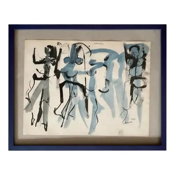 Midcentury Abstract Expressionist Ink Drawing on Paper by Salvatore Grippi, 1953 - 3