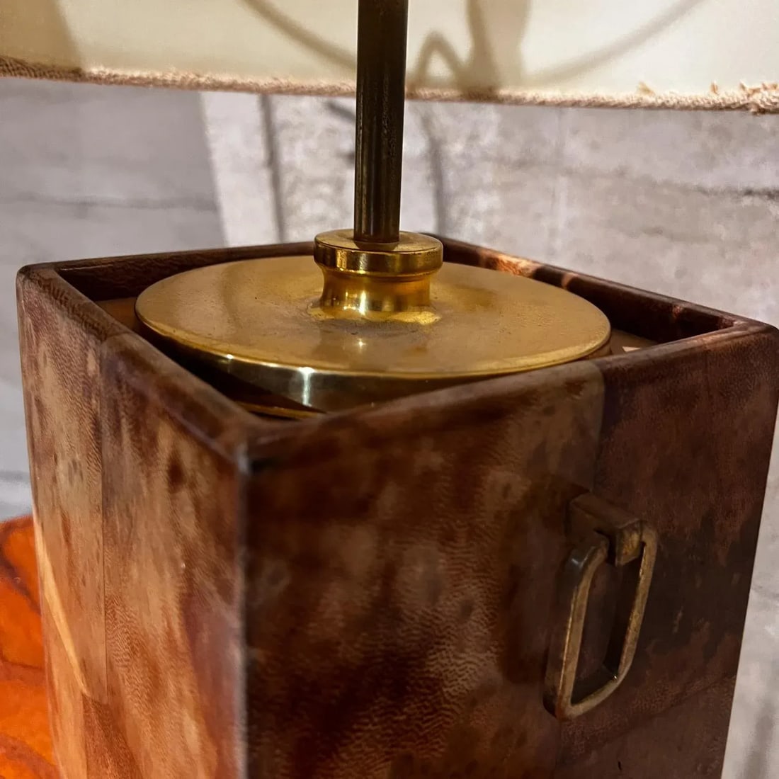 1960s Aldo Tura Lacquered Parchment Bronze Table Lamp Italy - 7