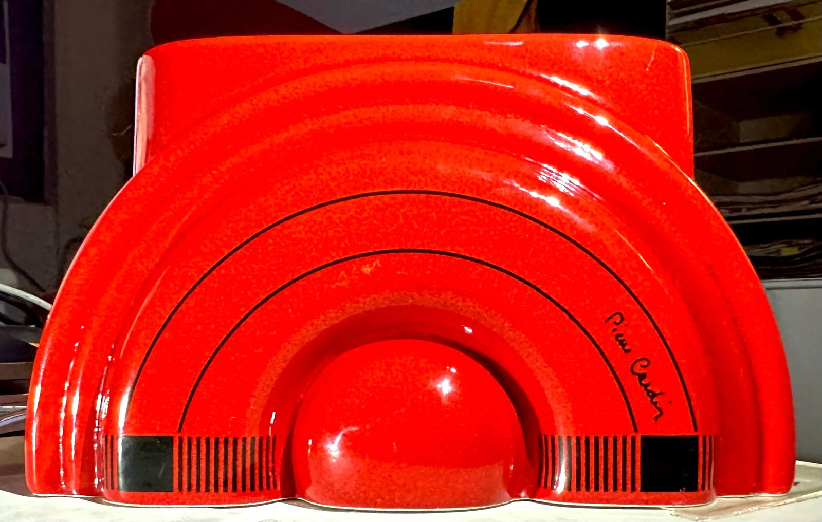 Pierre Cardin Modern Red Porcelain Vase Franco Pozzi Ceramica, 1970s, Italy - 4