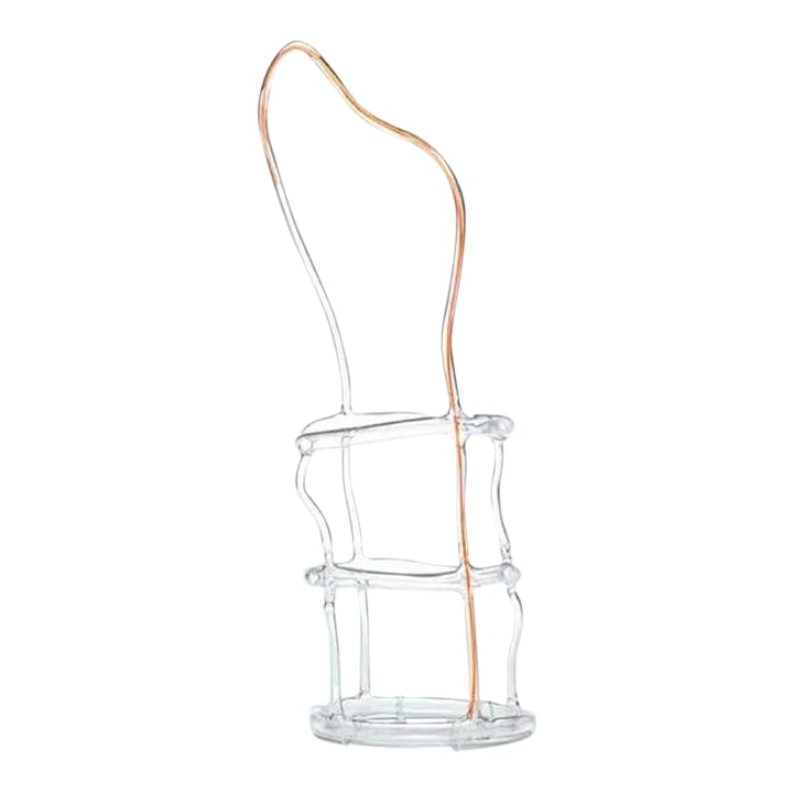 Andrea Branzi Orange Canaries Basket #7, Fused Glass Sculpture, 2008: Andrea Branzi orange canaries basket #7, fused glass sculpture, 2008. Orange canaries basket fused glass and acrylic Measures: 22Â¼ H × 12Â½ W × 7Â½ D in (57 &#
