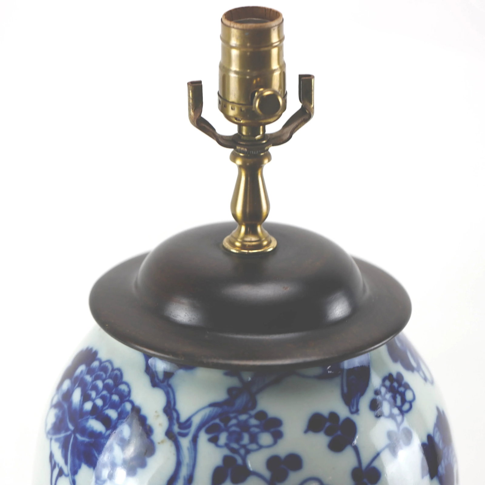 Mid *19th Century Chinese Celadon, Blue & White Porcelain Lamp With Birds and Flowers - 6