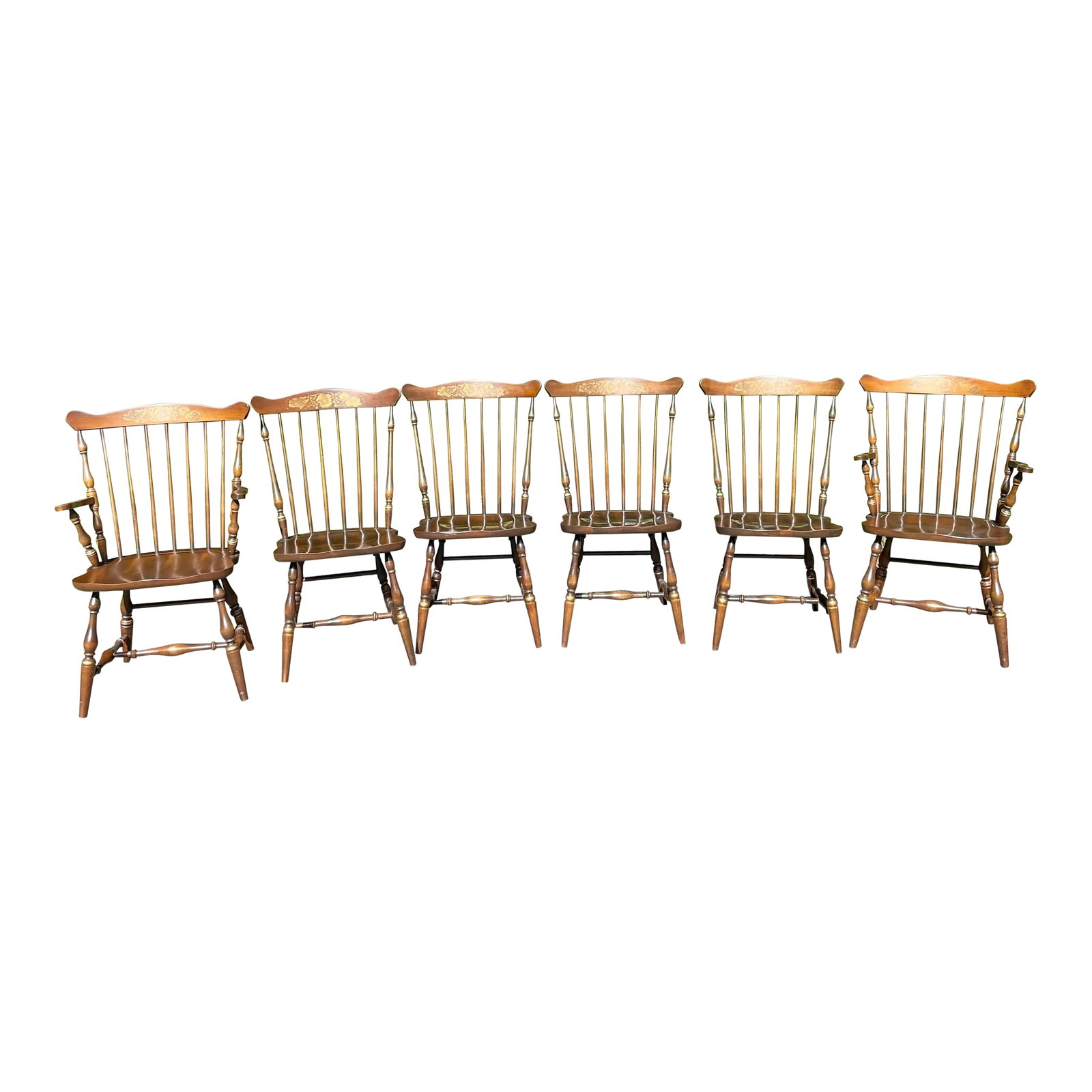 L. Hitchcock Fan Back Windsor Chairs - Set of 6 in Riverton Finish (1 of 12)