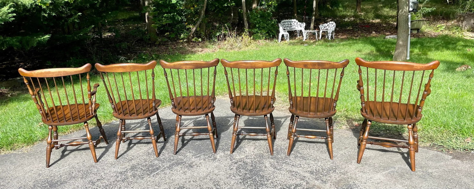L. Hitchcock Fan Back Windsor Chairs - Set of 6 in Riverton Finish - 4