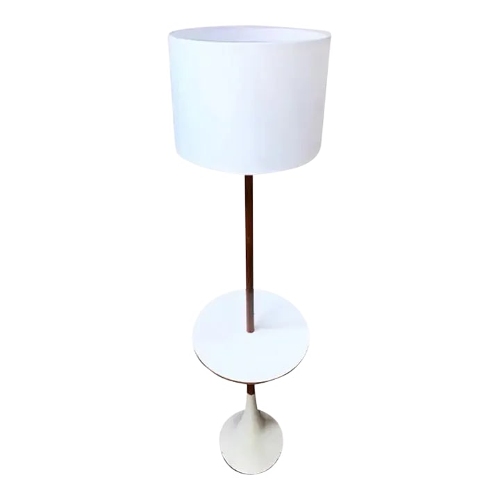 Estelle & Erwine Laverne Originals Modern Rosewood Lamp Table Floor White 1950s: Estelle and Erwine Laverne for Laverne originals - Tulip base rosewood lamp table floor lamp. Maker's mark on underside. Extremely rare example of a piece by E & E Laverne that includes wood of any so
