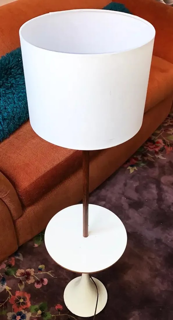 Estelle & Erwine Laverne Originals Modern Rosewood Lamp Table Floor White 1950s - 3