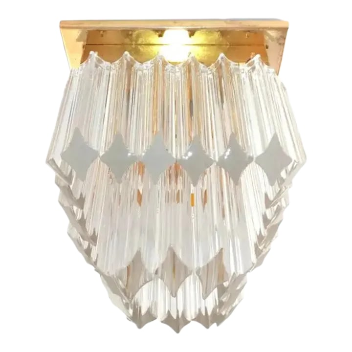 Vintage Camer Venini Murano Triedri Crystal Prism Flush Mount, 1970s: Vintage Camer Venini Murano Triedri Crystal Prism Flush Mount, 1970s. Unmarked Condition: Alterations: Original Condition Unaltered Imperfections: Some Imperfections Condition Notes: Wear consistent