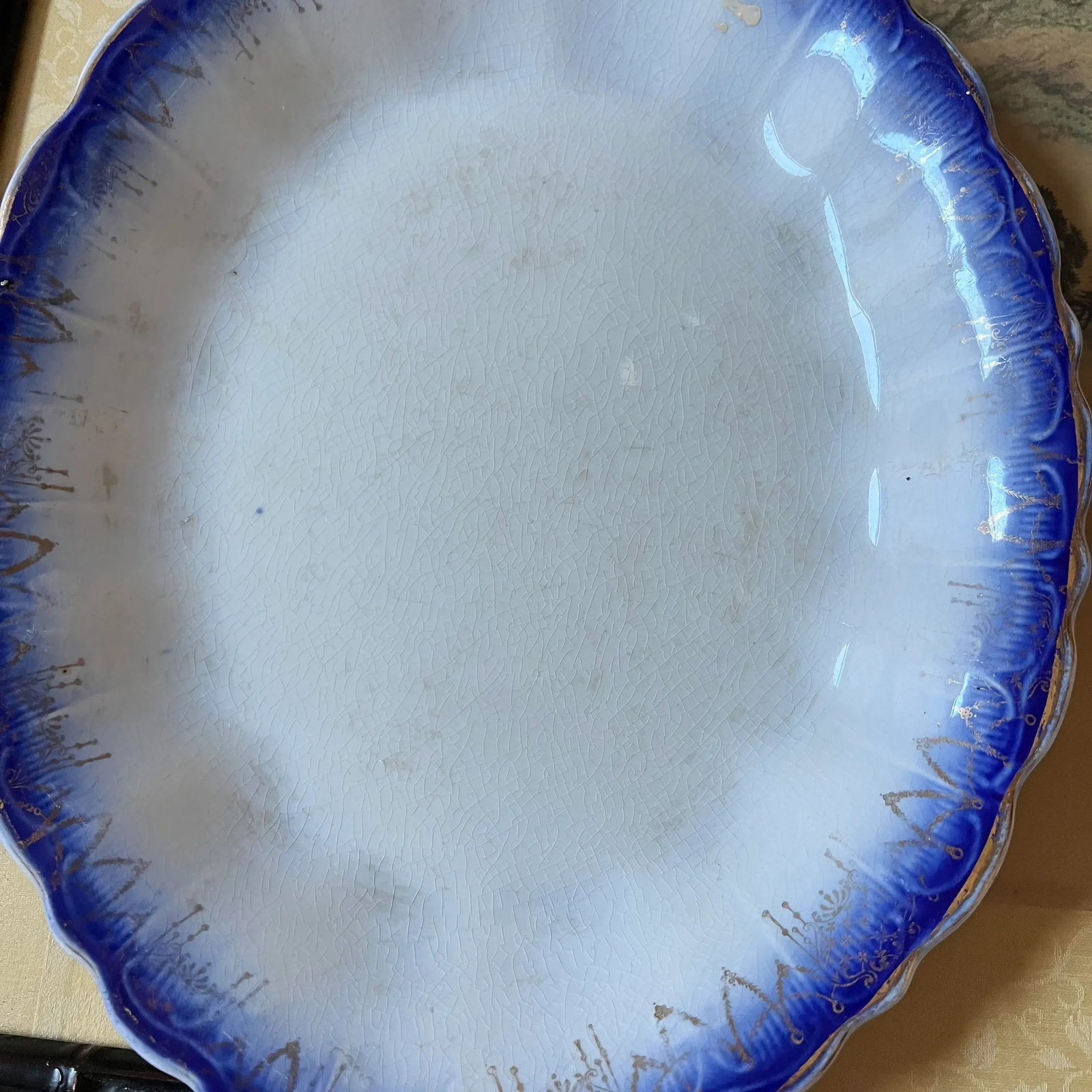 Antique 19th Century Limoges Blue and White Transferware Platter - 2