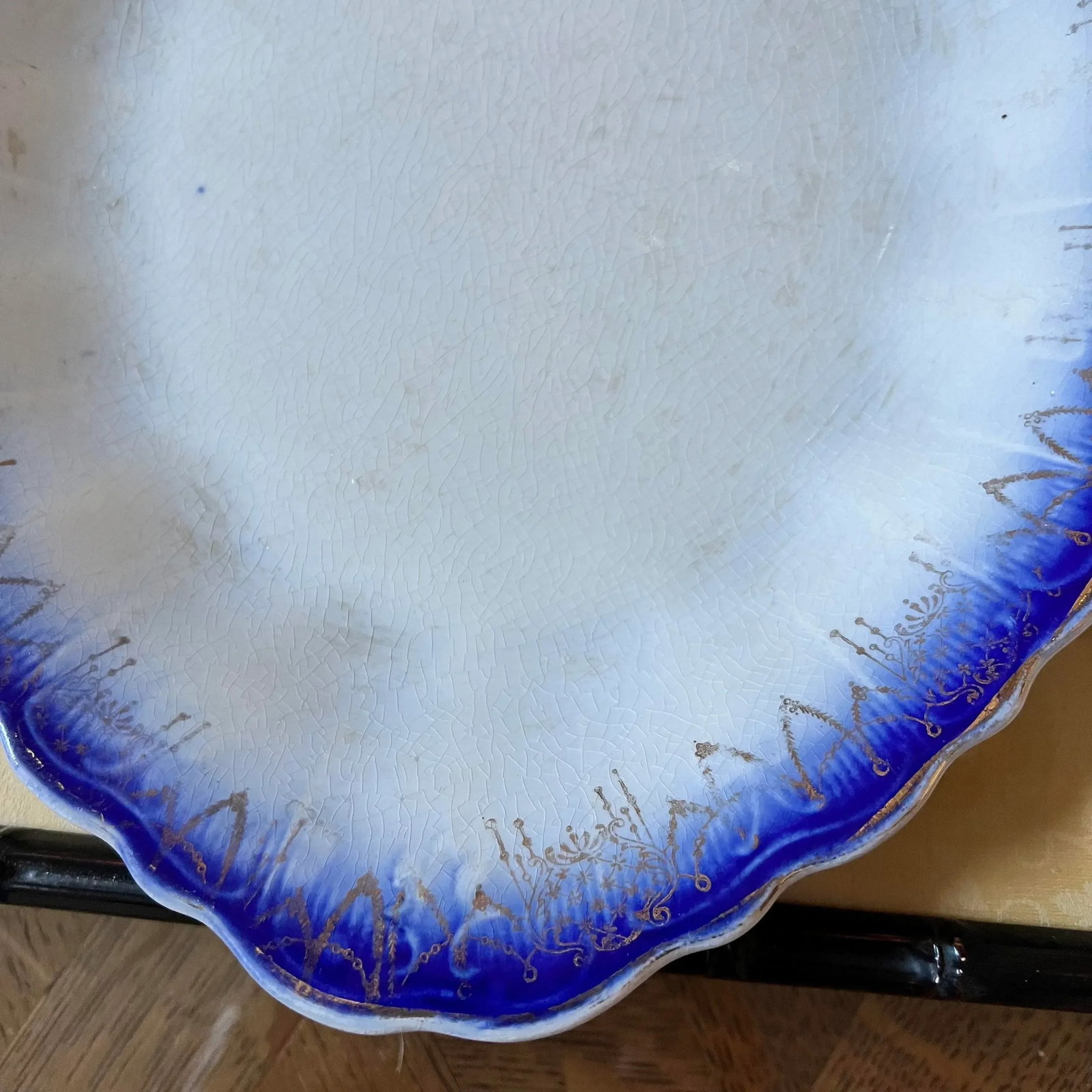 Antique 19th Century Limoges Blue and White Transferware Platter - 4