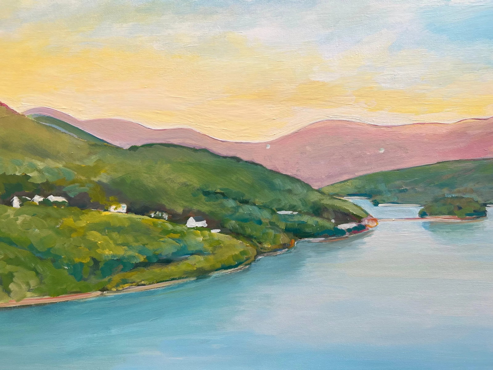 Large Landscape Painting of Hudson River, New York State, Usa by British Artist - 12