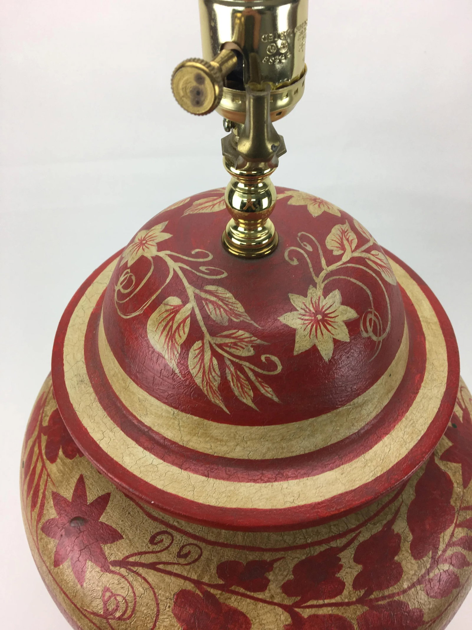 Vintage Hand Painted Leaf Design Temple Jar Lamp - 2