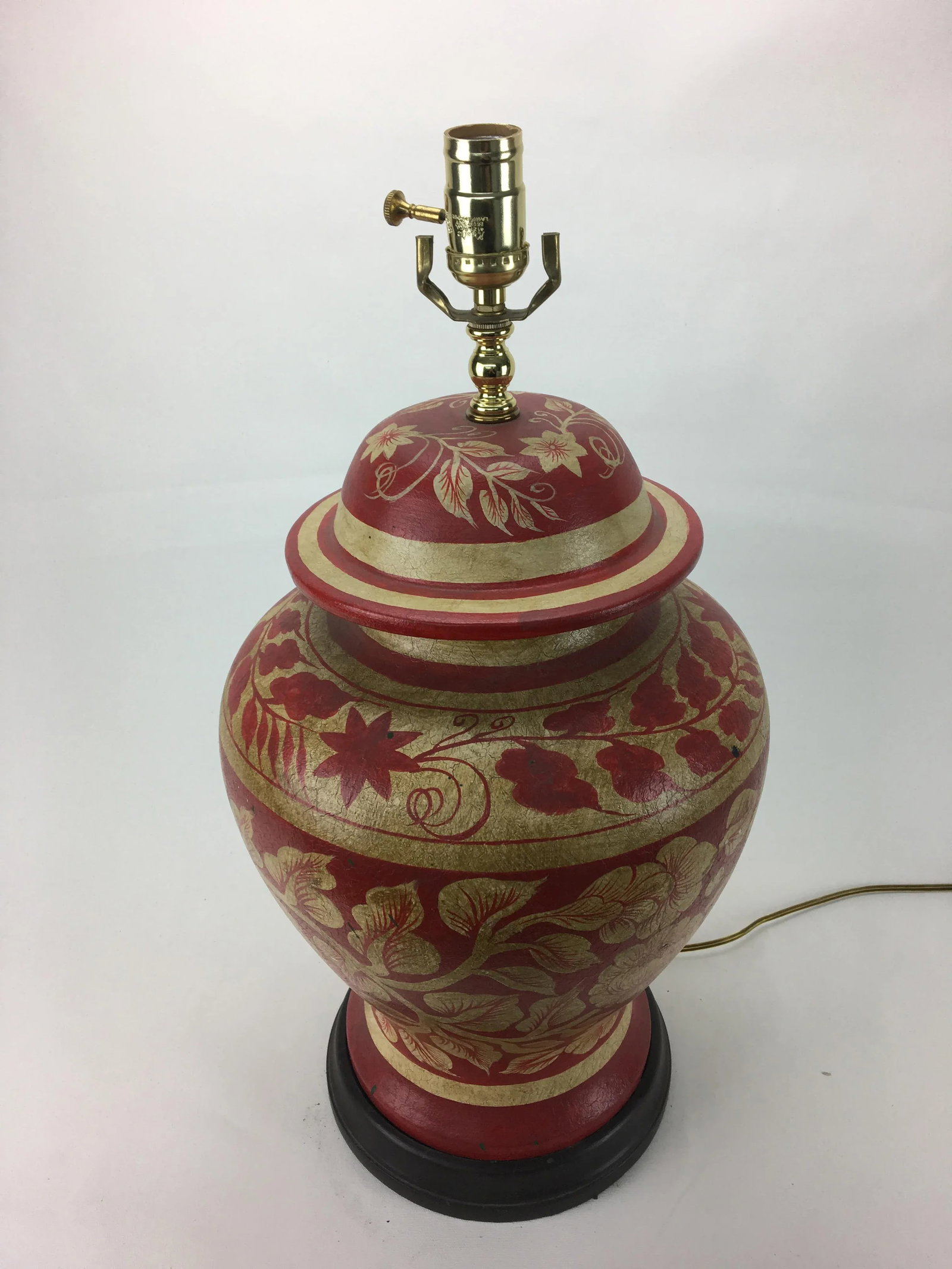 Vintage Hand Painted Leaf Design Temple Jar Lamp - 4