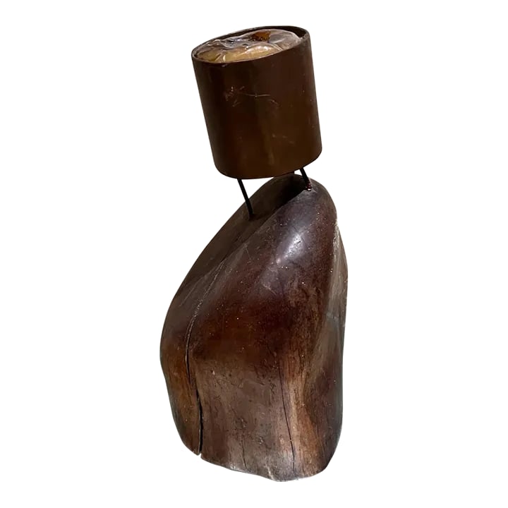 1960s Don Shoemaker Exotic Wood Bronze Votive Candle Holder: For your consideration, a fascinating piece by Don Shoemaker. Cocobolo wood votive or candleholder. Made in Mexico, circa the 1960s. Materials : Bronze & Exotic Cocobolo Wood. Fine Mexican Modernism