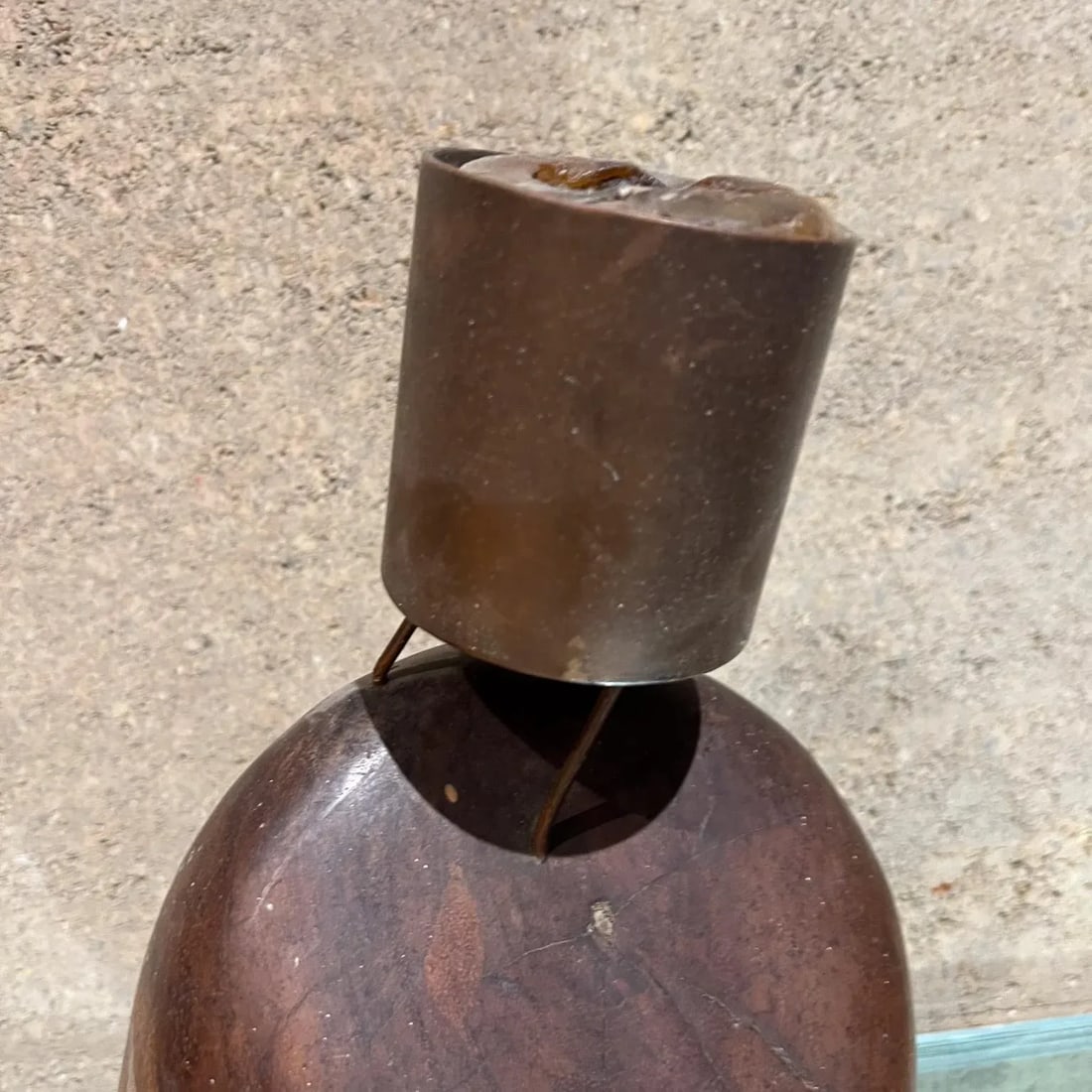 1960s Don Shoemaker Exotic Wood Bronze Votive Candle Holder - 2