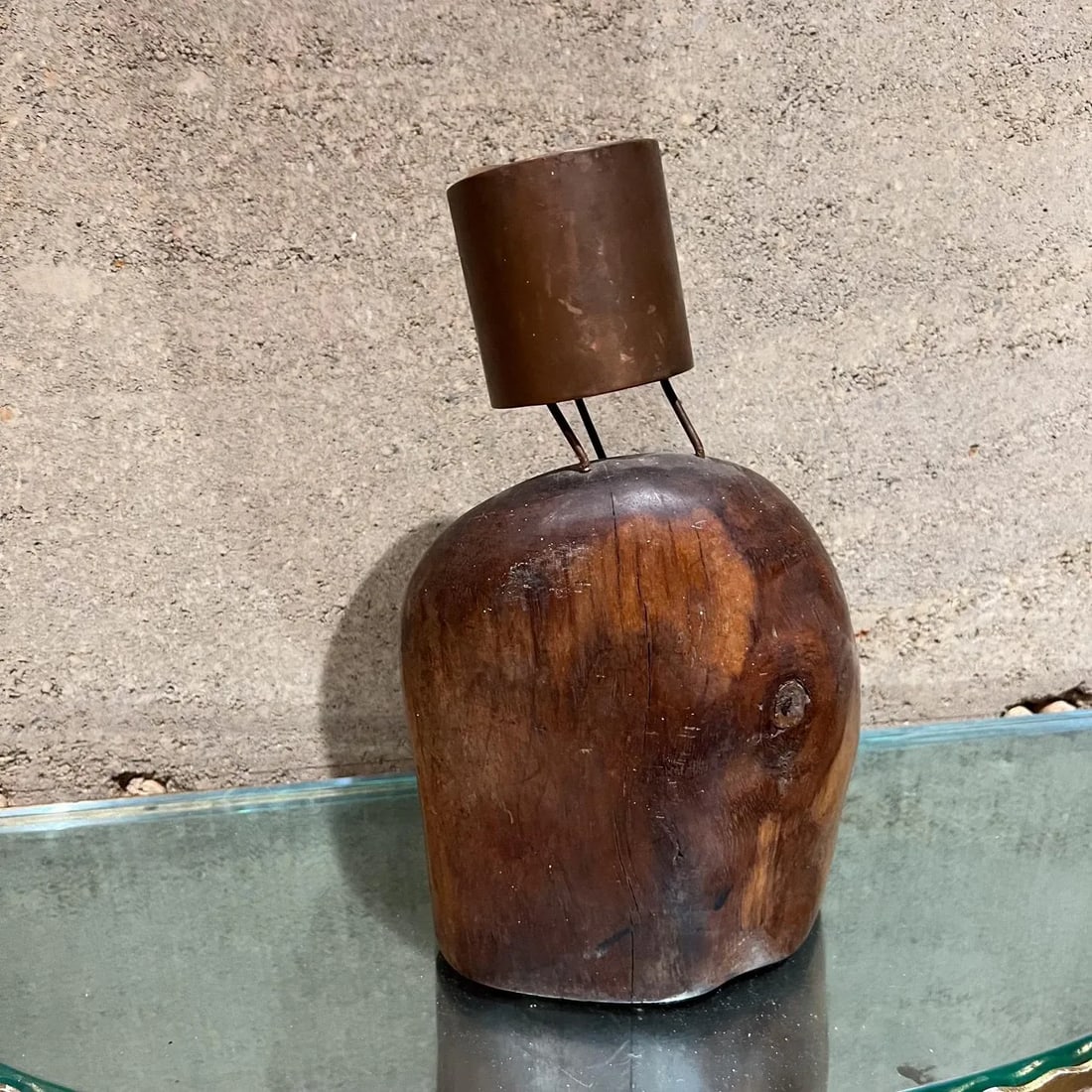 1960s Don Shoemaker Exotic Wood Bronze Votive Candle Holder - 5