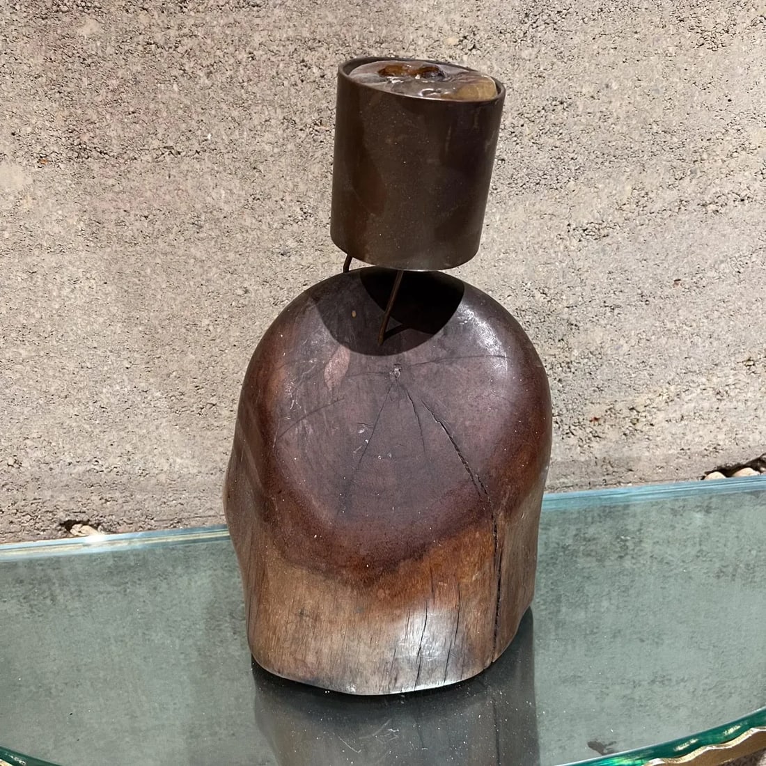 1960s Don Shoemaker Exotic Wood Bronze Votive Candle Holder - 6