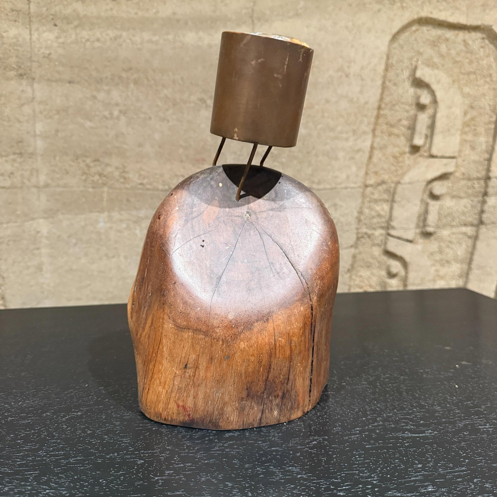 1960s Don Shoemaker Exotic Wood Bronze Votive Candle Holder - 8