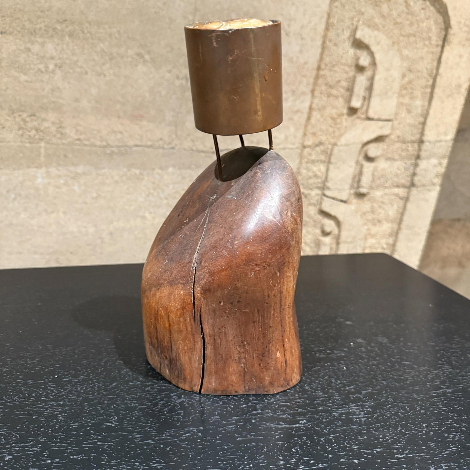 1960s Don Shoemaker Exotic Wood Bronze Votive Candle Holder - 9