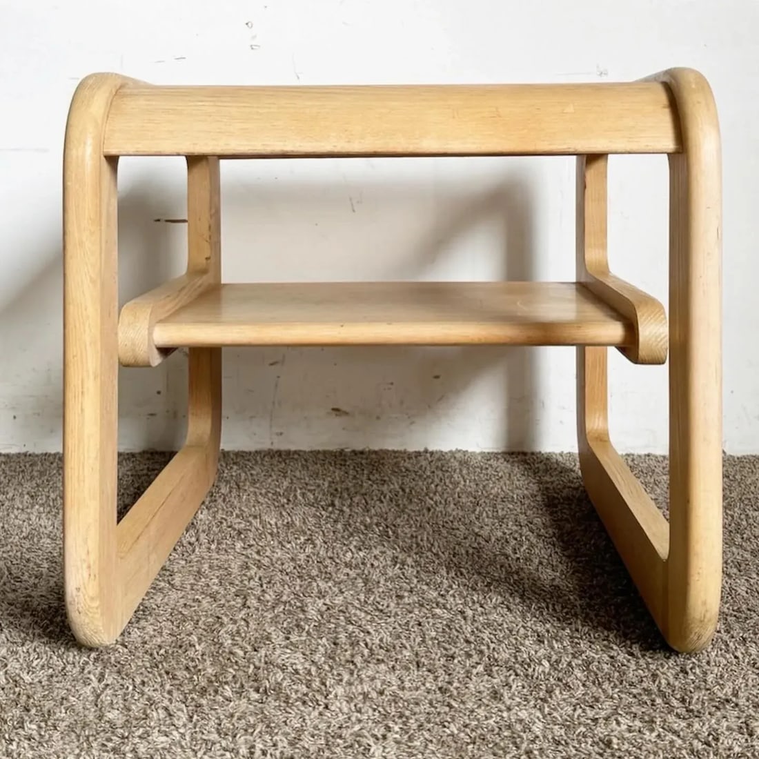 Mid Century Modern Oak Side Table With Smoked Glass Top by Lou Hodges - 4