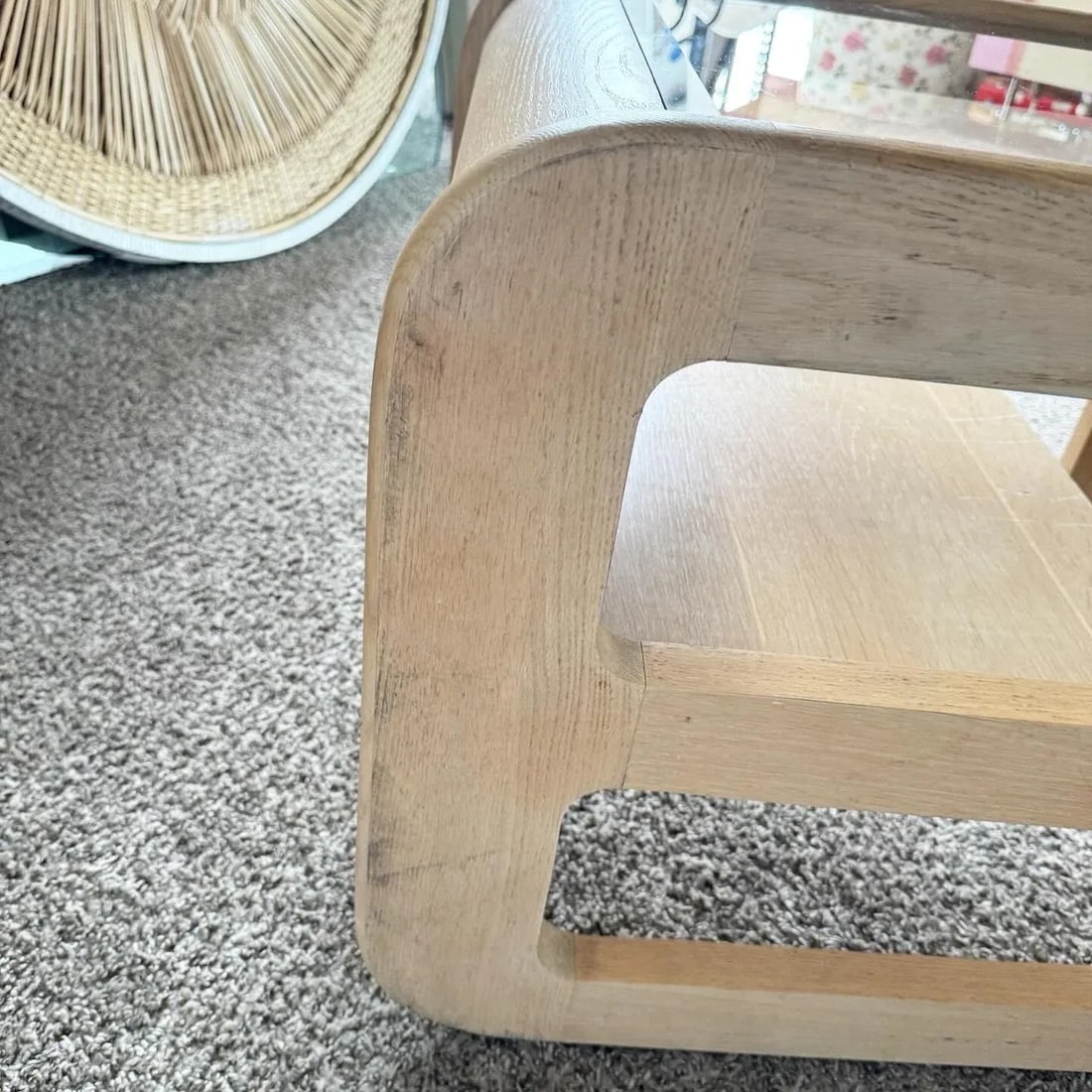 Mid Century Modern Oak Side Table With Smoked Glass Top by Lou Hodges - 9
