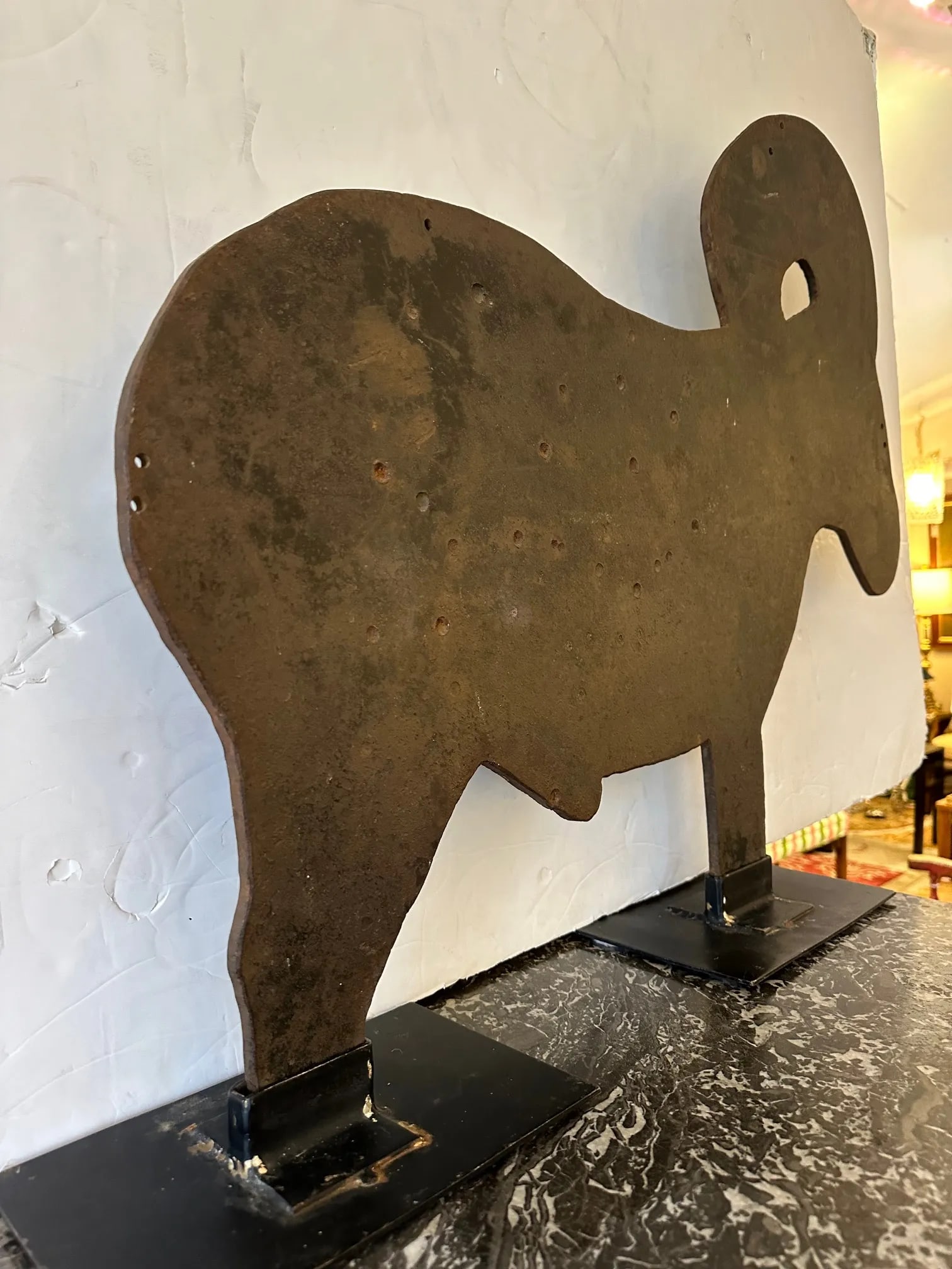 Rare Folk Art Iron Shooting Gallery Carnival Ram Sculpture - 7