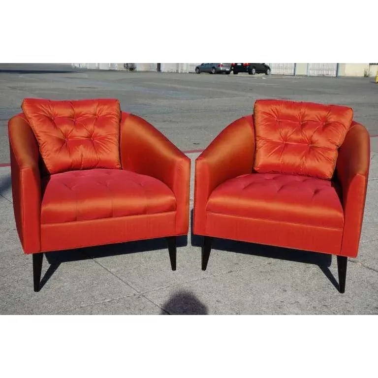 Mid-Century Modern Satin Chairs - a Pair - 2