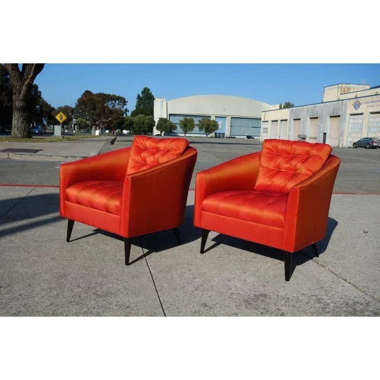 Mid-Century Modern Satin Chairs - a Pair - 3