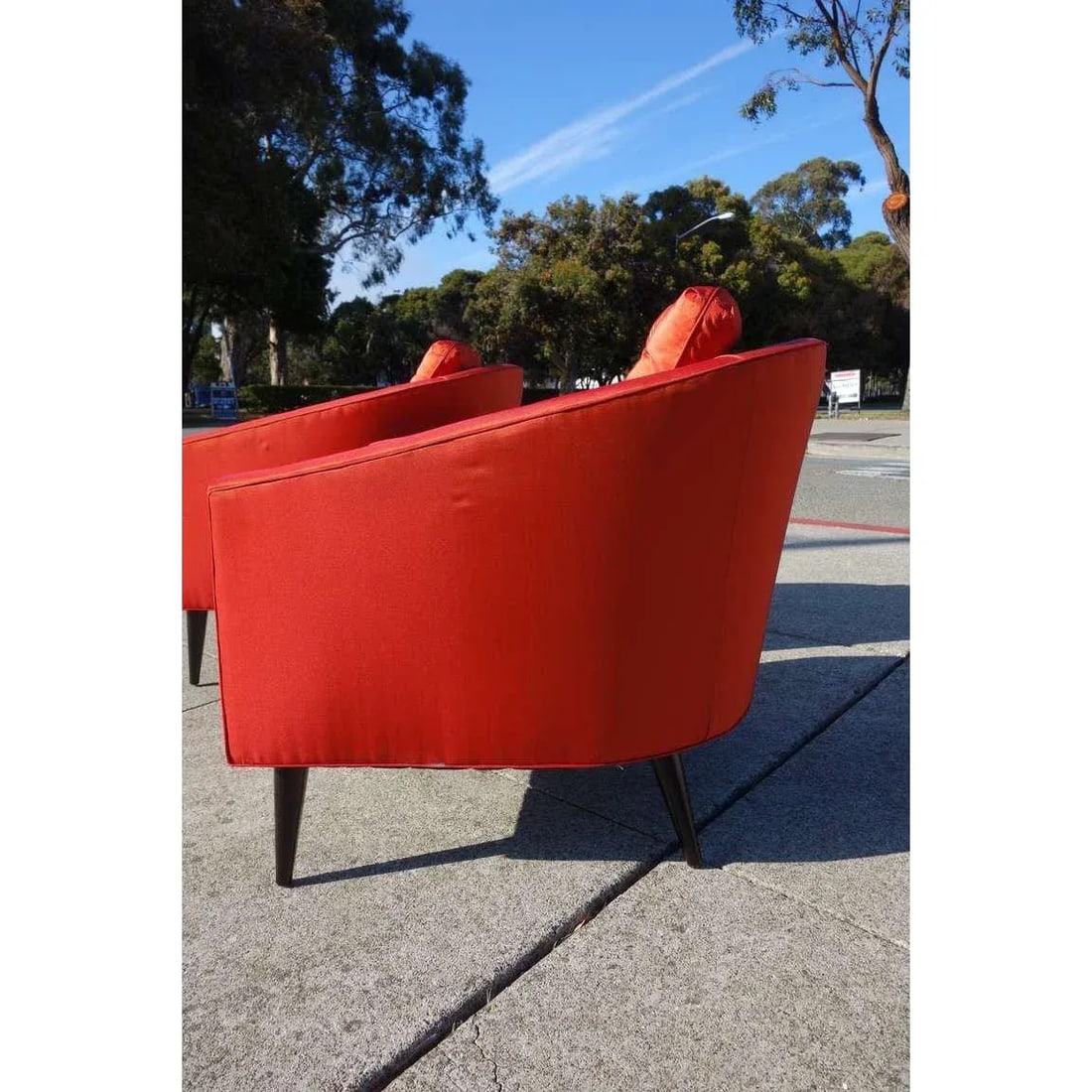 Mid-Century Modern Satin Chairs - a Pair - 6