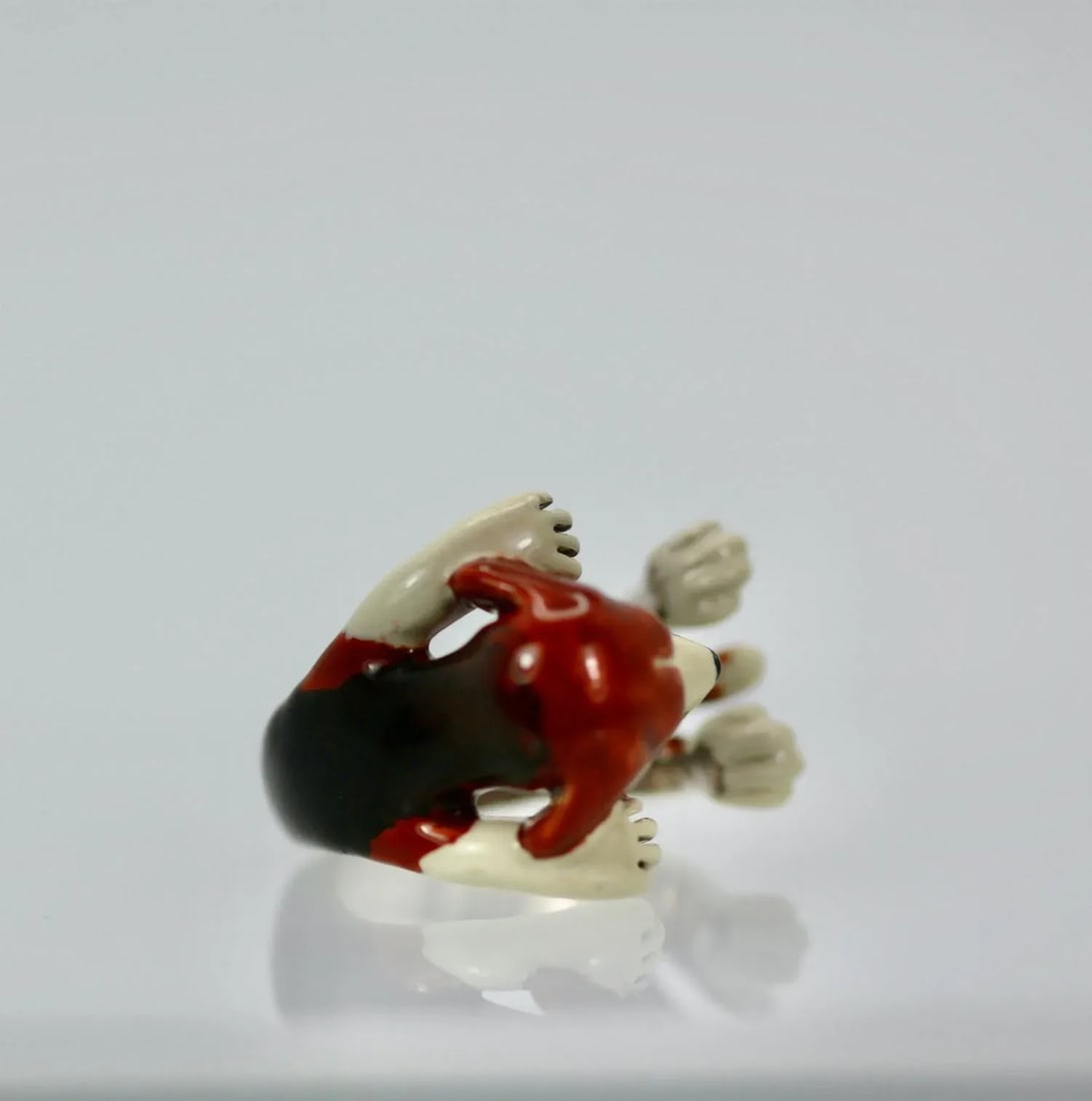 Enamel on Silver Ceramic Beagle Dog Ring Size 6.5 - 4