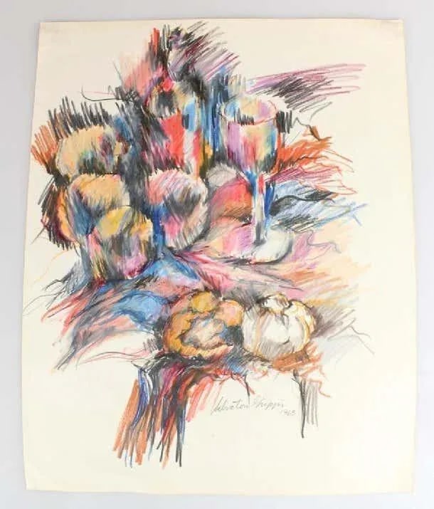 Abstract Expressionist Still Life Drawing on Paper by Salvatore Grippi, 1960s - 3