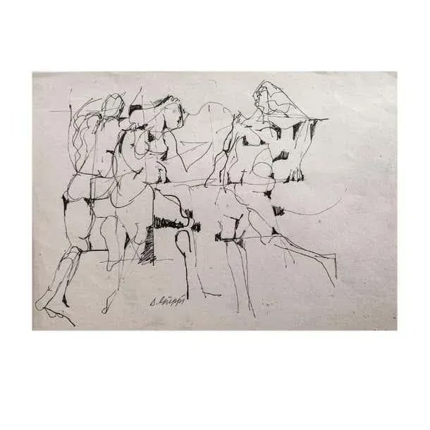 Abstract Expressionist Ink Drawing on Paper by Salvatore Grippi - 3