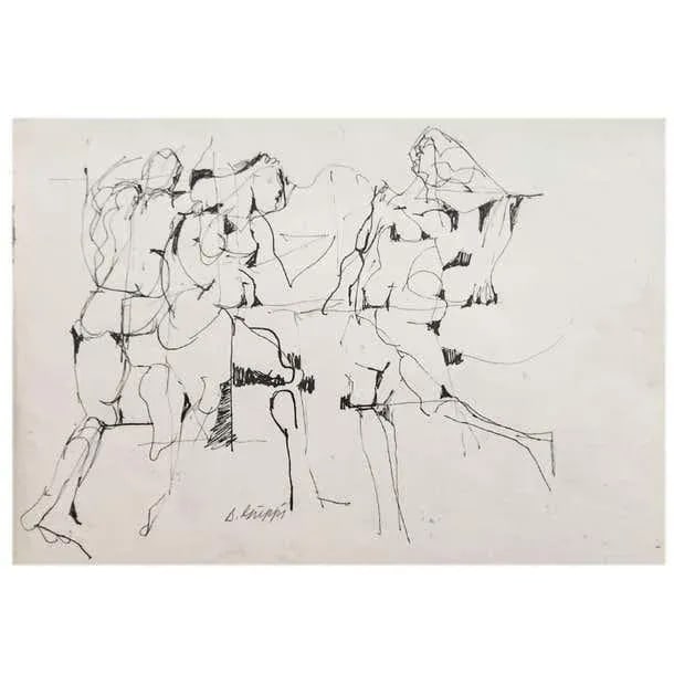 Abstract Expressionist Ink Drawing on Paper by Salvatore Grippi - 4