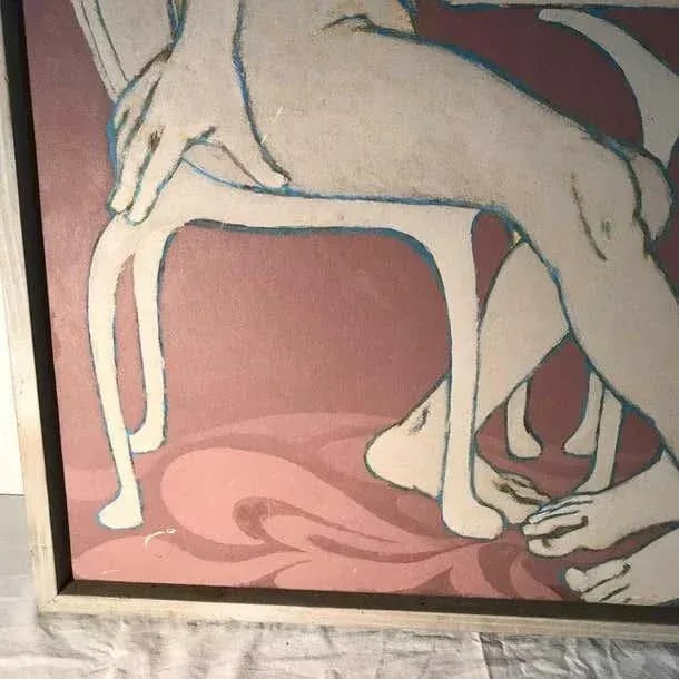 Midcentury Figural Oil Painting "Triumph of the Egg", 1970s - 3