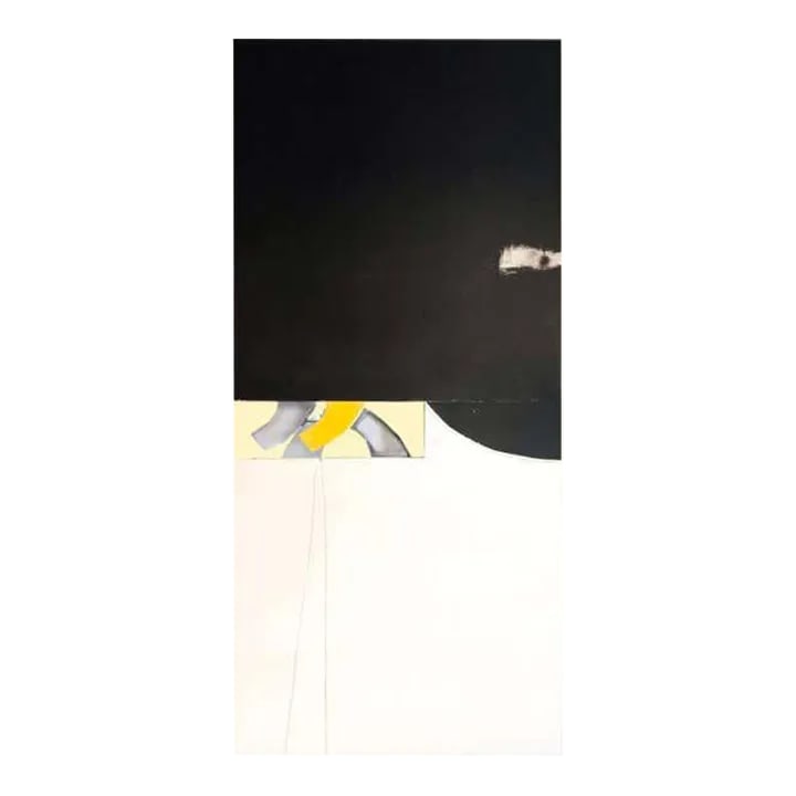 Abstract Minimalist Diptych Black & White Panel Painting Erik Atkinson Icon 1971 (1 of 4)