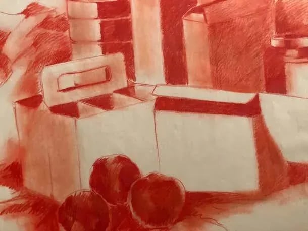 Mid-Century Pop Art Red Still Life Drawing Sketch by Salvatore Grippi, 1960s Mod - 2