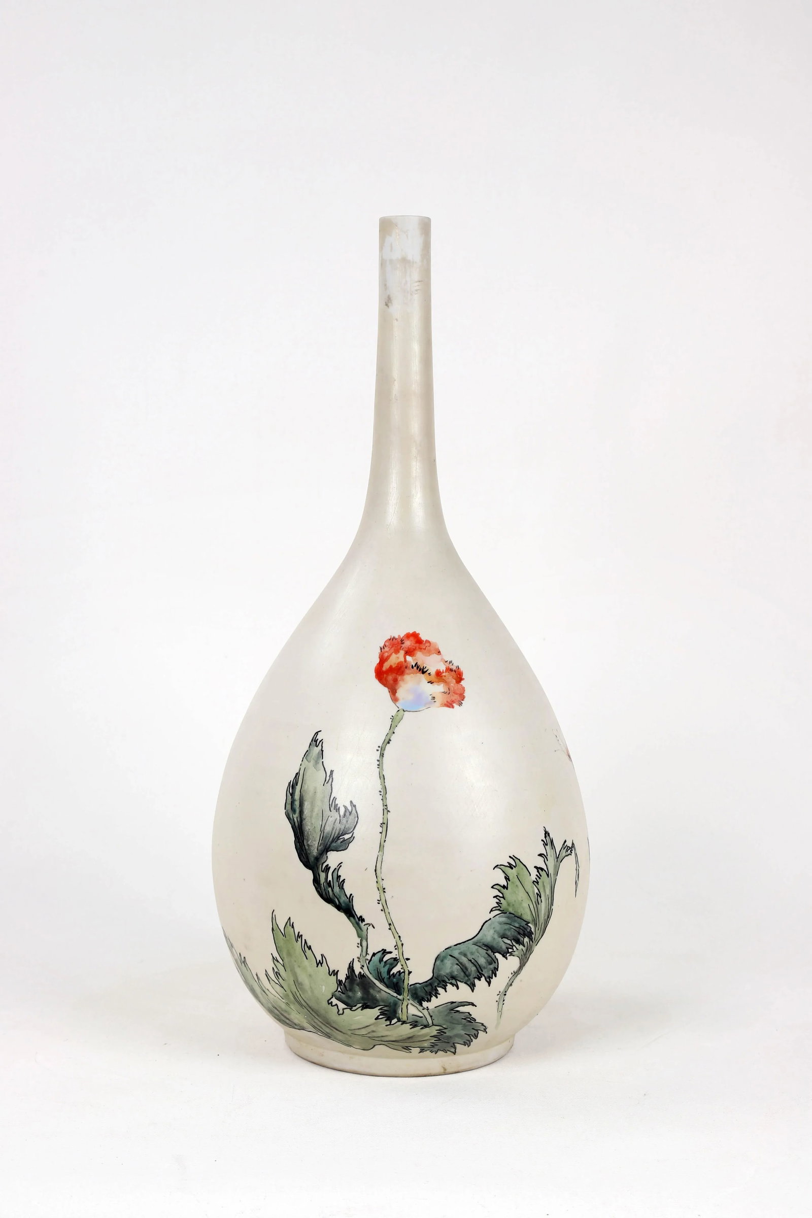 Vintage Porcelain With Hand Painted Flowers Motif Vase - 2